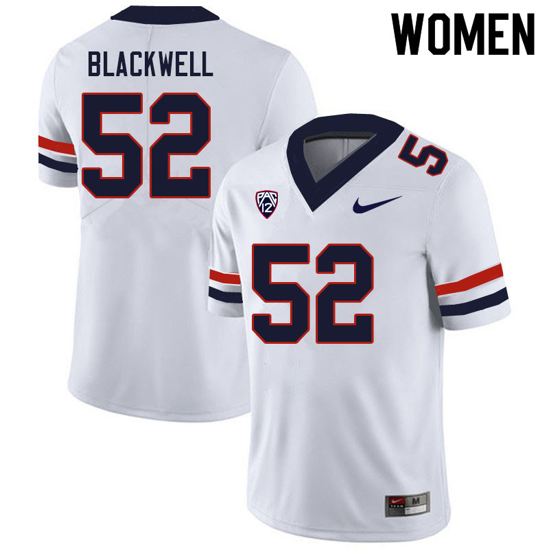 Women #52 Aaron Blackwell Arizona Wildcats College Football Jerseys Sale-White - Click Image to Close